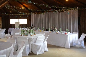 Riverbend hall decorated for wedding