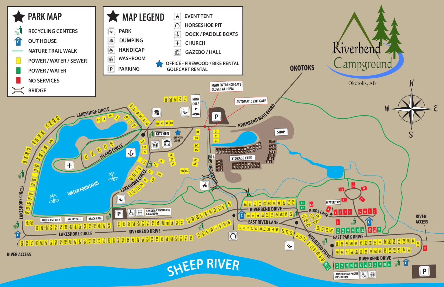 Location of Campground - Riverbend Campground, Okotoks, Calgary, Alberta